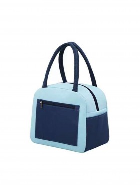 2-Tone Insulated Lunch Bag with Zip Closure and Zip Outside Pocket